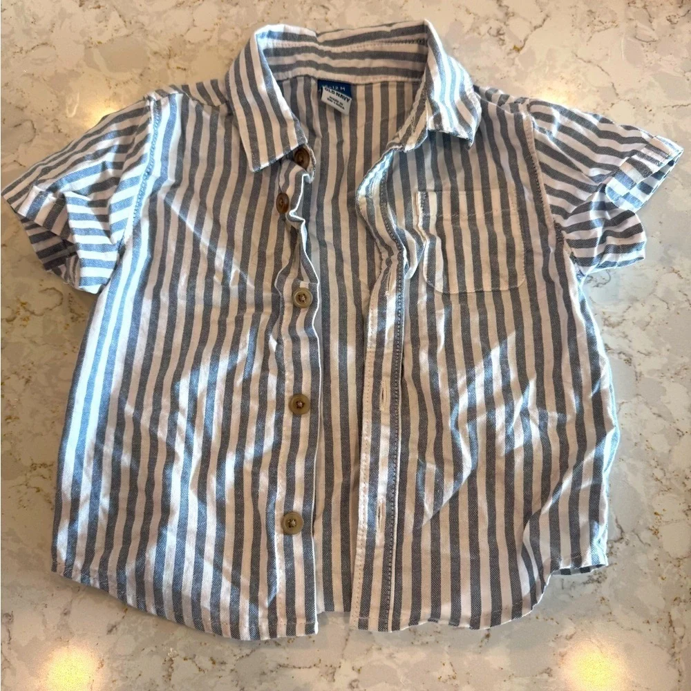 Old navy, 6-12 months Striped Blue and White Shirt